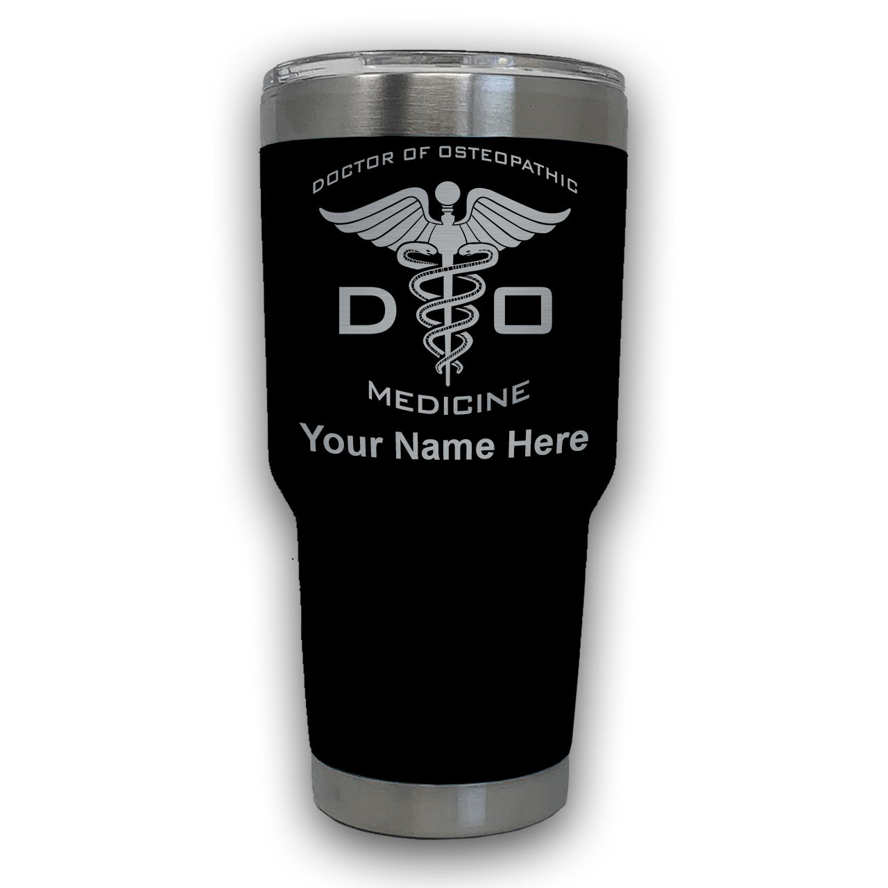 LaserGram 30oz Tumbler Mug, DO Doctor of Osteopathic Medicine, Personalized Engraving Included