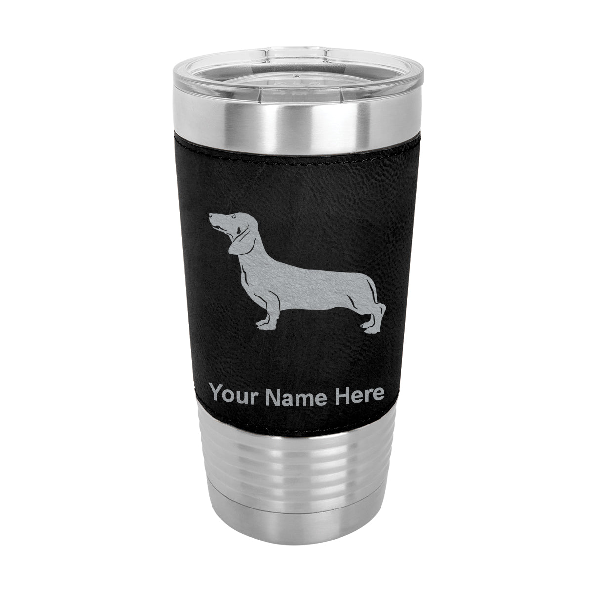20oz Faux Leather Tumbler Mug, Dachshund Dog, Personalized Engraving Included - LaserGram Custom Engraved Gifts