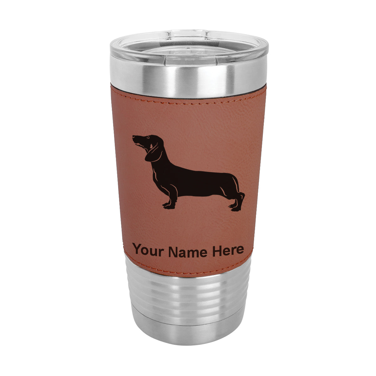 20oz Faux Leather Tumbler Mug, Dachshund Dog, Personalized Engraving Included - LaserGram Custom Engraved Gifts