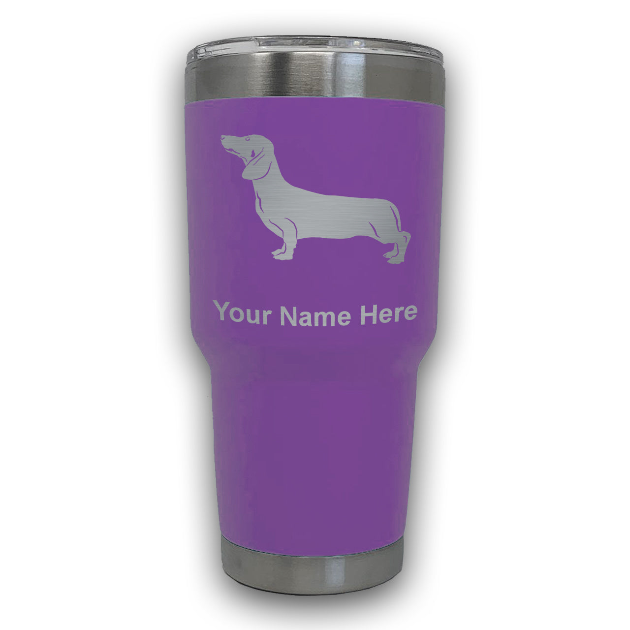 LaserGram 30oz Tumbler Mug, Dachshund Dog, Personalized Engraving Included