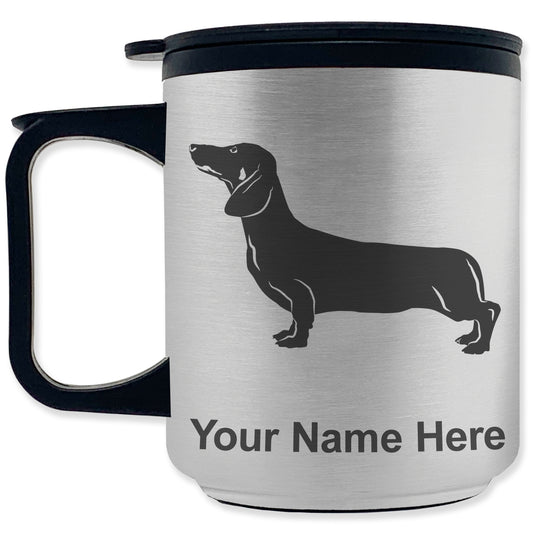 Coffee Travel Mug, Dachshund Dog, Personalized Engraving Included