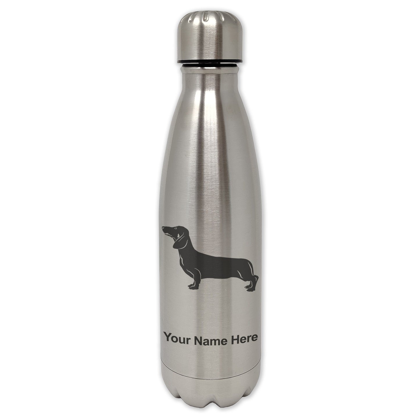 LaserGram Single Wall Water Bottle, Dachshund Dog, Personalized Engraving Included