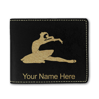 Faux Leather Bi-Fold Wallet, Dancer, Personalized Engraving Included