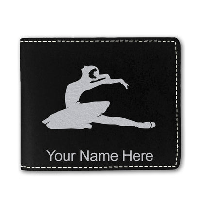 Faux Leather Bi-Fold Wallet, Dancer, Personalized Engraving Included