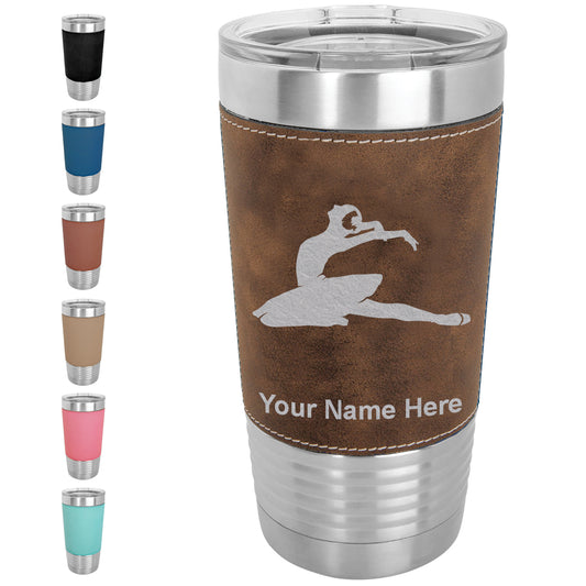 20oz Faux Leather Tumbler Mug, Dancer, Personalized Engraving Included - LaserGram Custom Engraved Gifts