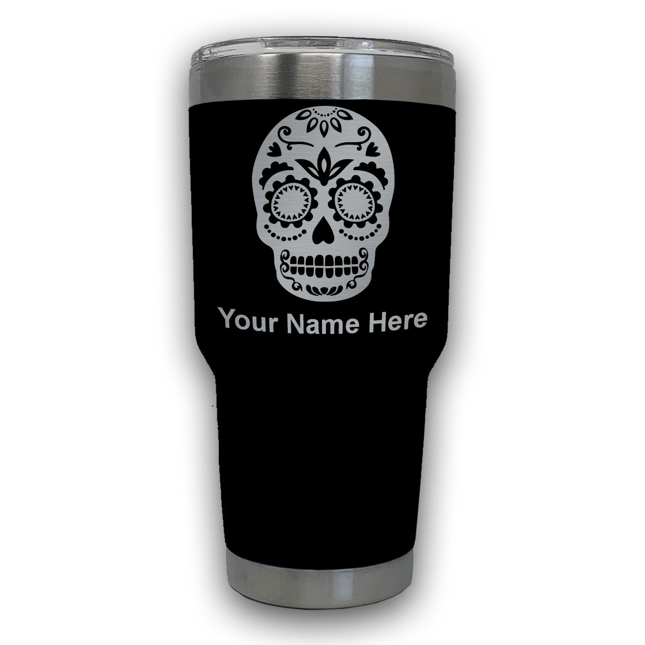 LaserGram 30oz Tumbler Mug, Day of the Dead, Personalized Engraving Included