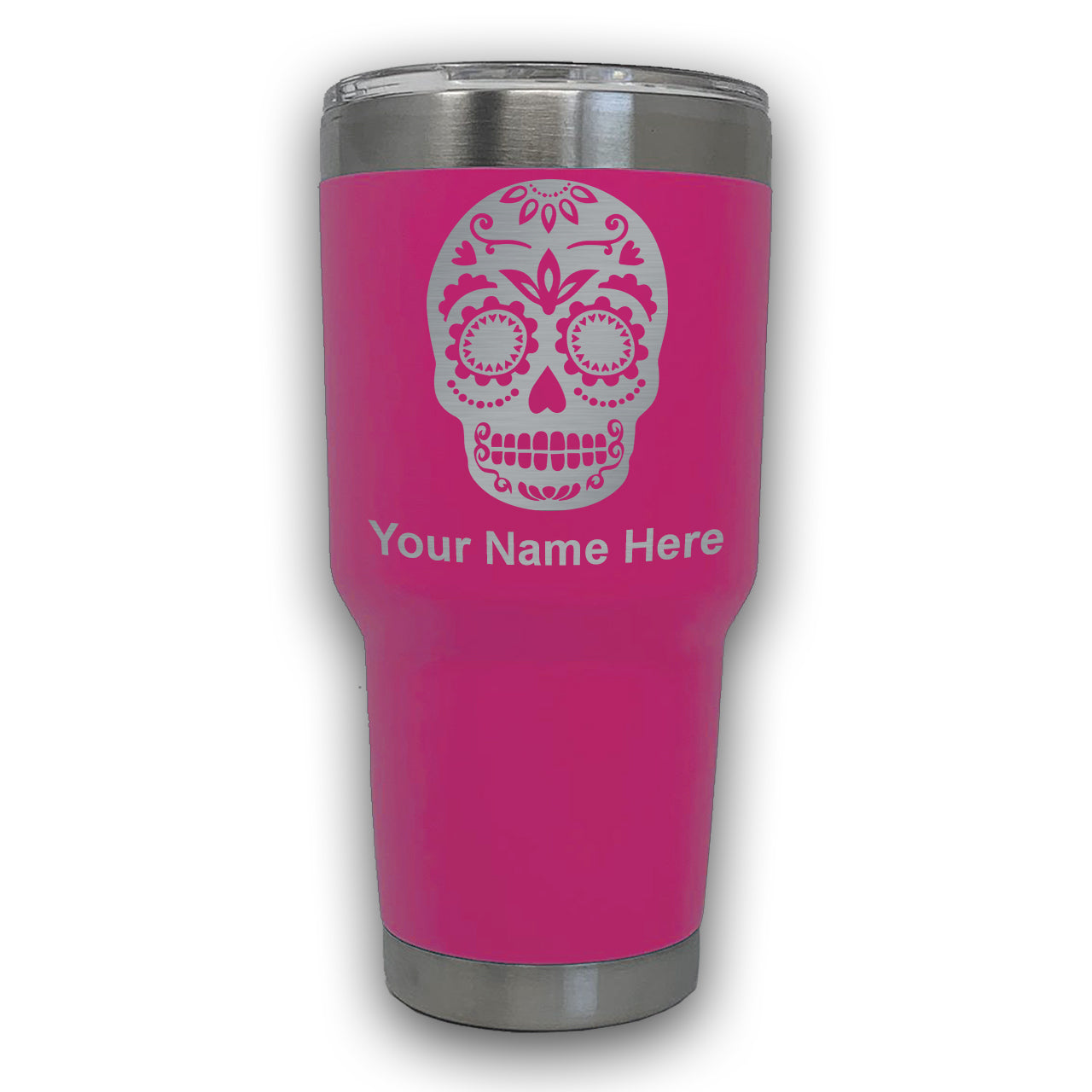 LaserGram 30oz Tumbler Mug, Day of the Dead, Personalized Engraving Included