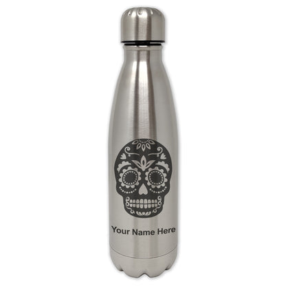 LaserGram Single Wall Water Bottle, Day of the Dead, Personalized Engraving Included