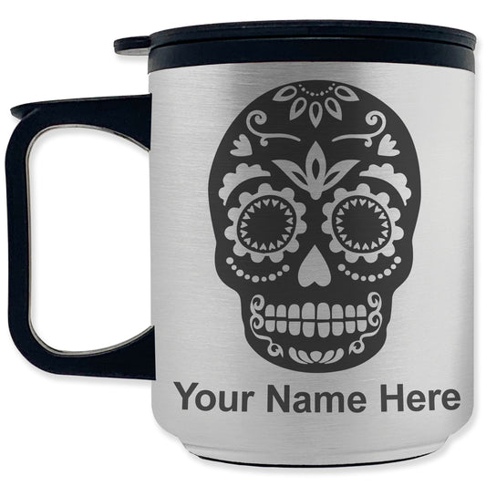 Coffee Travel Mug, Day of the Dead, Personalized Engraving Included