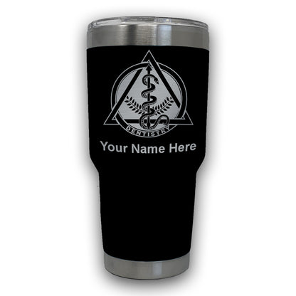 LaserGram 30oz Tumbler Mug, Dentist Symbol, Personalized Engraving Included