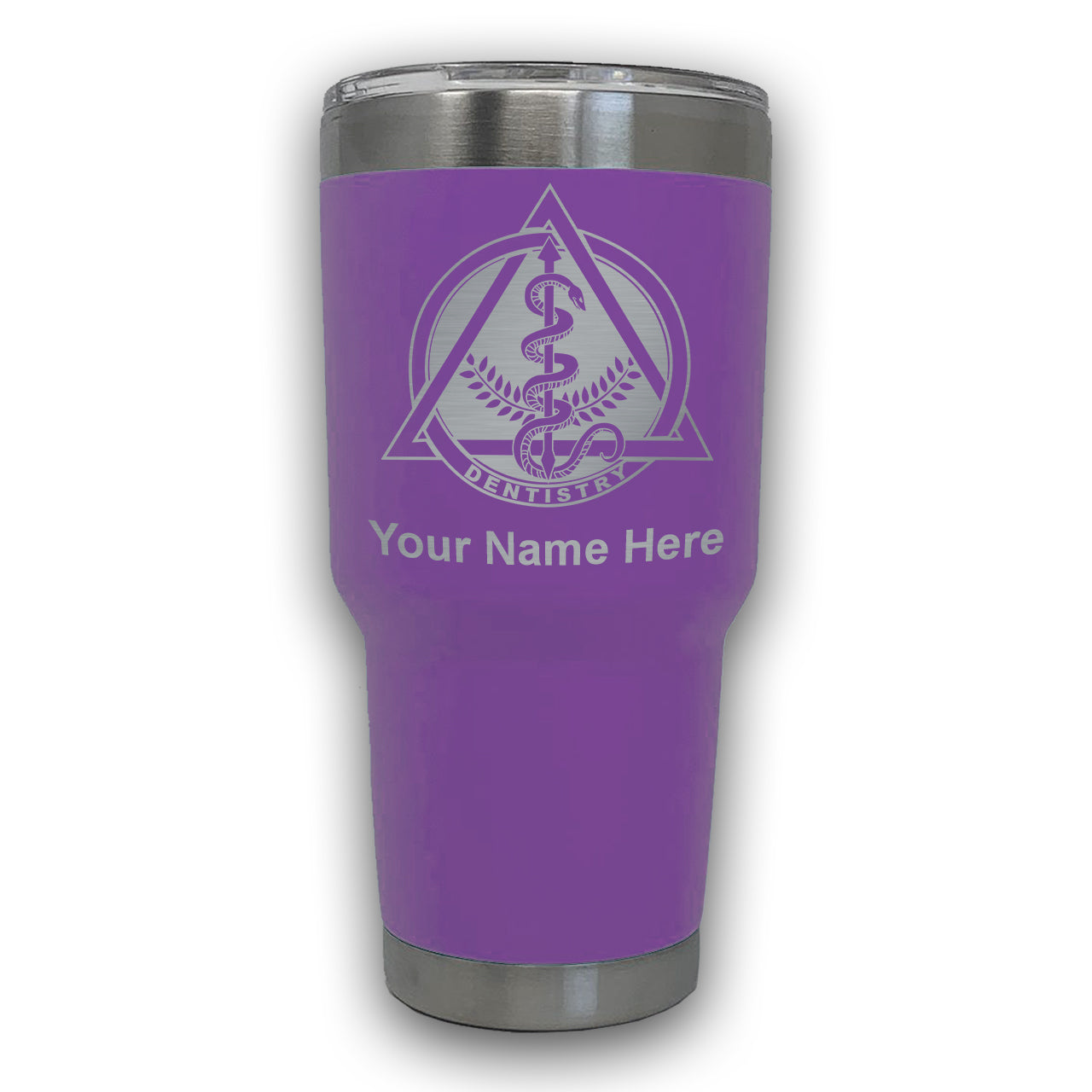 LaserGram 30oz Tumbler Mug, Dentist Symbol, Personalized Engraving Included