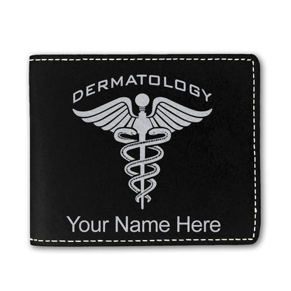 Faux Leather Bi-Fold Wallet, Dermatology, Personalized Engraving Included