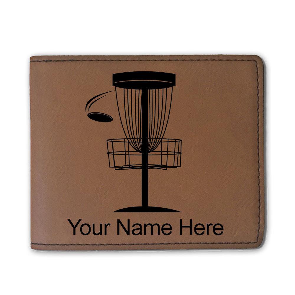 Faux Leather Bi-Fold Wallet, Disc Golf, Personalized Engraving Included