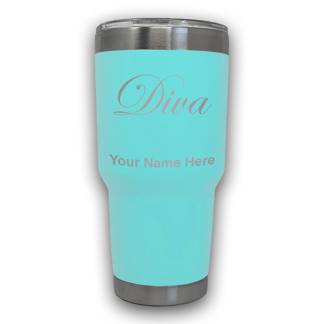 LaserGram 30oz Tumbler Mug, Diva, Personalized Engraving Included