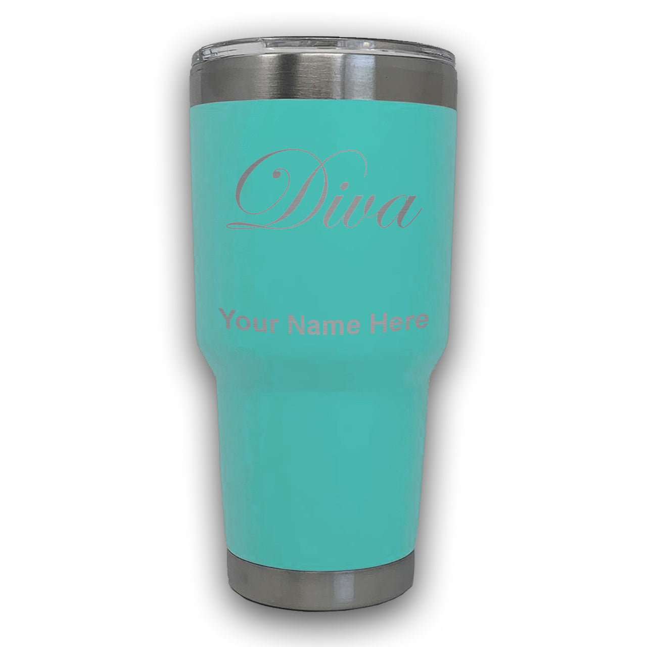 LaserGram 30oz Tumbler Mug, Diva, Personalized Engraving Included