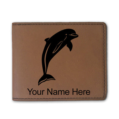 Faux Leather Bi-Fold Wallet, Dolphin, Personalized Engraving Included