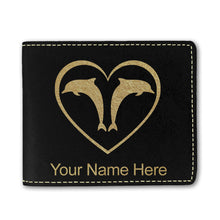Load image into Gallery viewer, Faux Leather Bi-Fold Wallet, Dolphin Heart, Personalized Engraving Included
