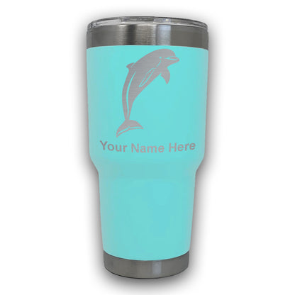 LaserGram 30oz Tumbler Mug, Dolphin, Personalized Engraving Included