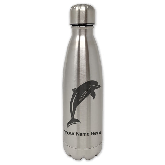 LaserGram Single Wall Water Bottle, Dolphin, Personalized Engraving Included