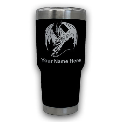 LaserGram 30oz Tumbler Mug, Dragon, Personalized Engraving Included