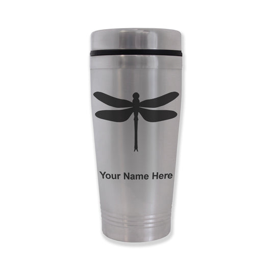 Commuter Travel Mug, Dragonfly, Personalized Engraving Included