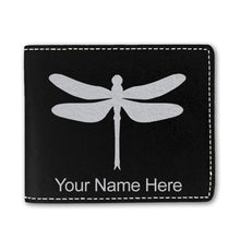 Load image into Gallery viewer, Faux Leather Bi-Fold Wallet, Dragonfly, Personalized Engraving Included

