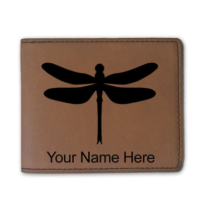 Faux Leather Bi-Fold Wallet, Dragonfly, Personalized Engraving Included