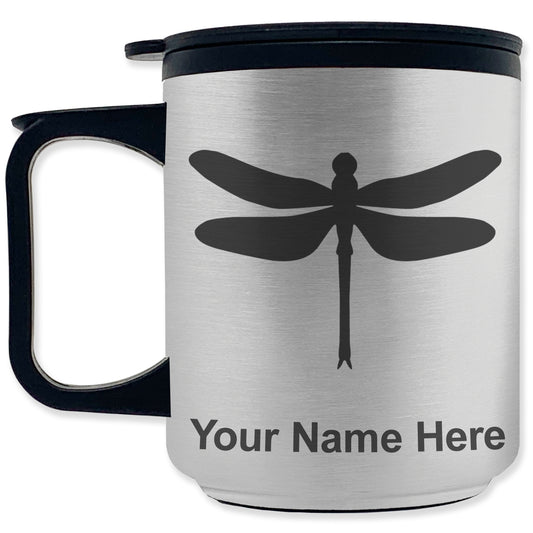 Coffee Travel Mug, Dragonfly, Personalized Engraving Included