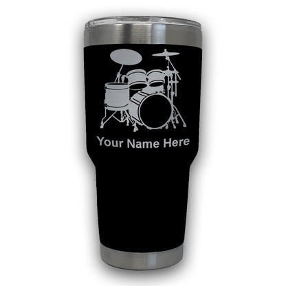 LaserGram 30oz Tumbler Mug, Drum Set, Personalized Engraving Included