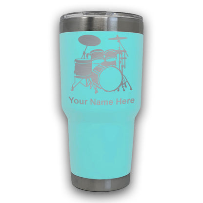 LaserGram 30oz Tumbler Mug, Drum Set, Personalized Engraving Included