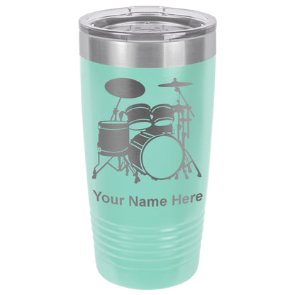 20oz Vacuum Insulated Tumbler Mug, Drum Set, Personalized Engraving Included