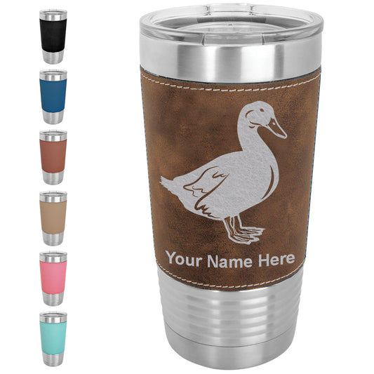 20oz Faux Leather Tumbler Mug, Duck, Personalized Engraving Included - LaserGram Custom Engraved Gifts