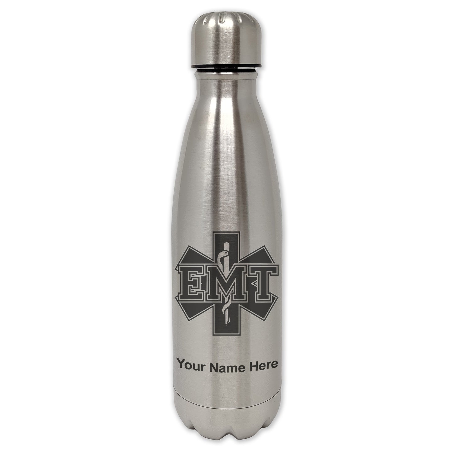 LaserGram Single Wall Water Bottle, EMT Emergency Medical Technician, Personalized Engraving Included