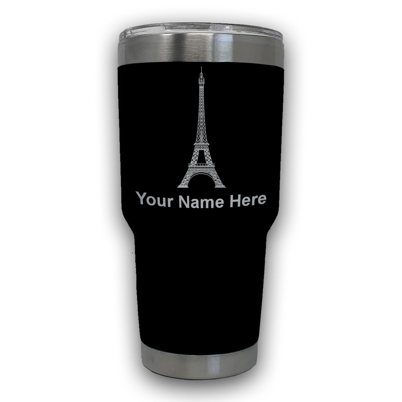 LaserGram 30oz Tumbler Mug, Eiffel Tower, Personalized Engraving Included