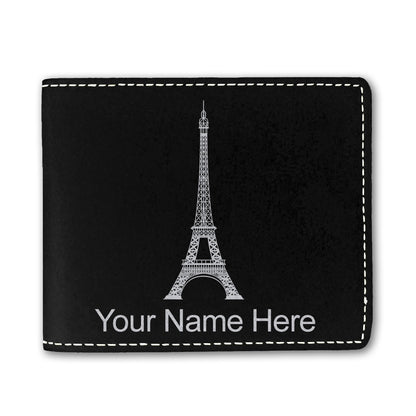 Faux Leather Bi-Fold Wallet, Eiffel Tower, Personalized Engraving Included
