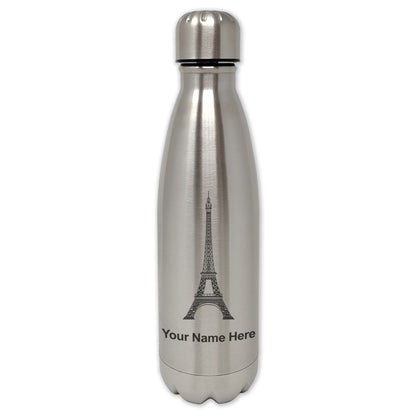 LaserGram Single Wall Water Bottle, Eiffel Tower, Personalized Engraving Included