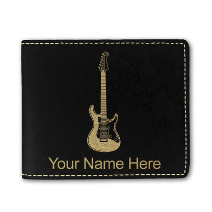 Faux Leather Bi-Fold Wallet, Electric Guitar, Personalized Engraving Included