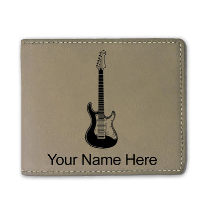 Faux Leather Bi-Fold Wallet, Electric Guitar, Personalized Engraving Included