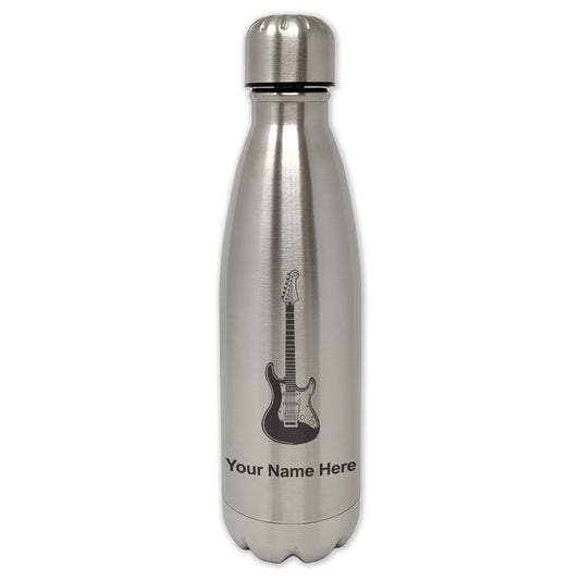 LaserGram Single Wall Water Bottle, Electric Guitar, Personalized Engraving Included