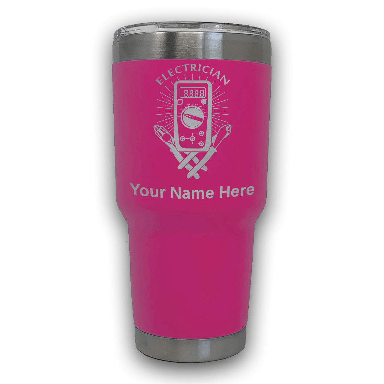 LaserGram 30oz Tumbler Mug, Electrician, Personalized Engraving Included