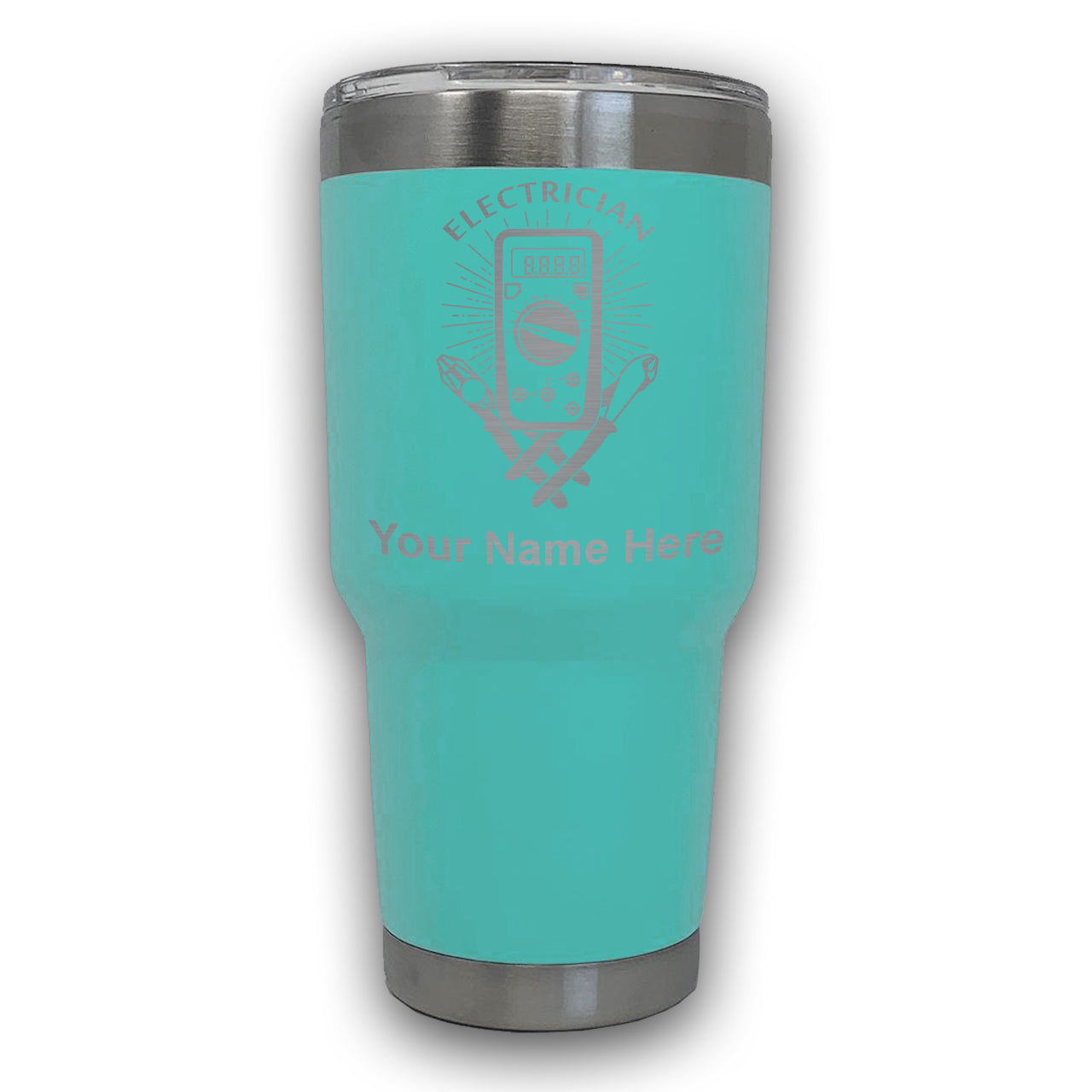 LaserGram 30oz Tumbler Mug, Electrician, Personalized Engraving Included