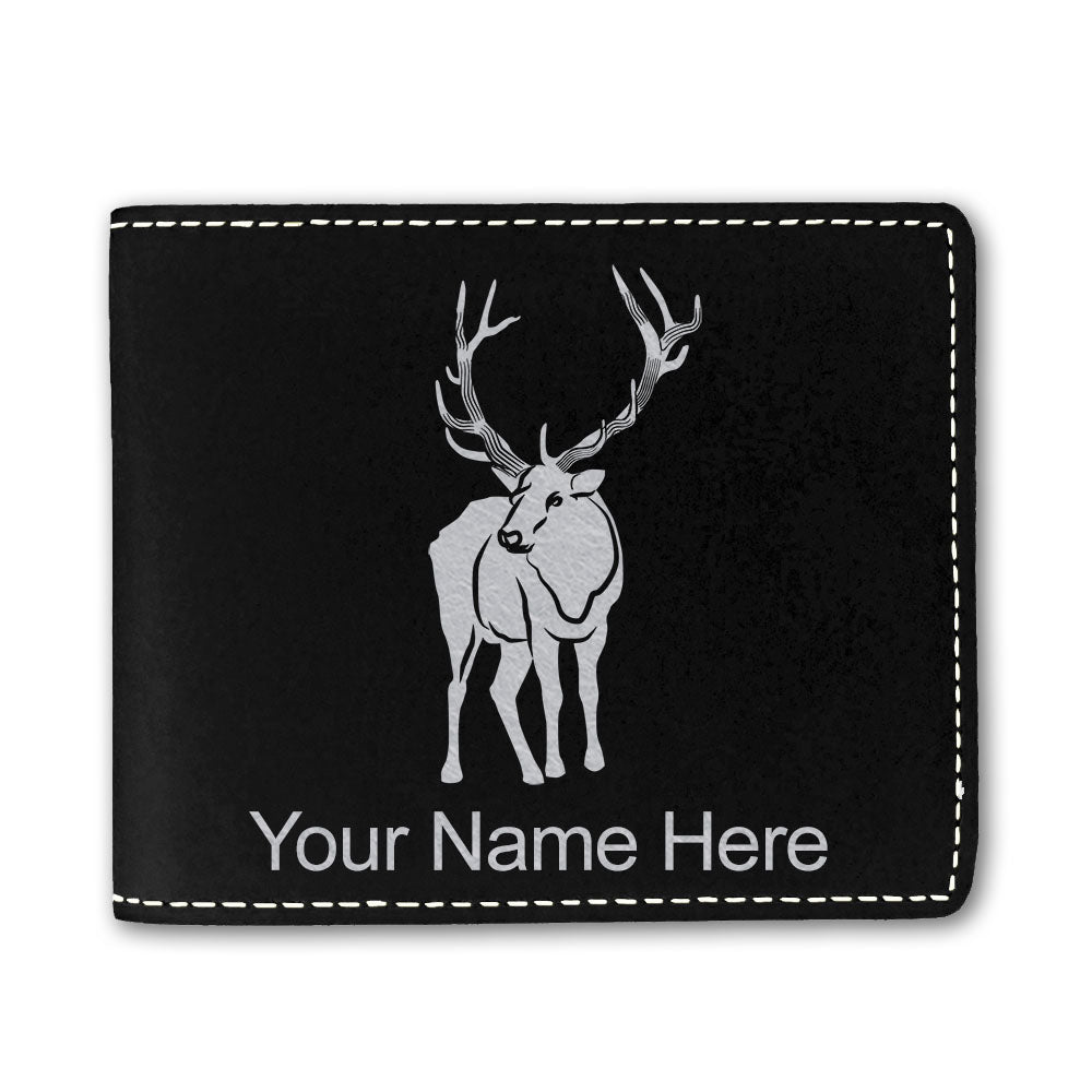 Faux Leather Bi-Fold Wallet, Elk, Personalized Engraving Included