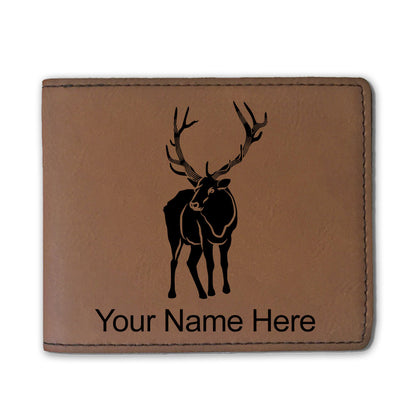 Faux Leather Bi-Fold Wallet, Elk, Personalized Engraving Included