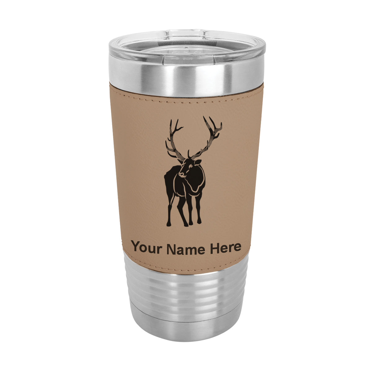 20oz Faux Leather Tumbler Mug, Elk, Personalized Engraving Included - LaserGram Custom Engraved Gifts