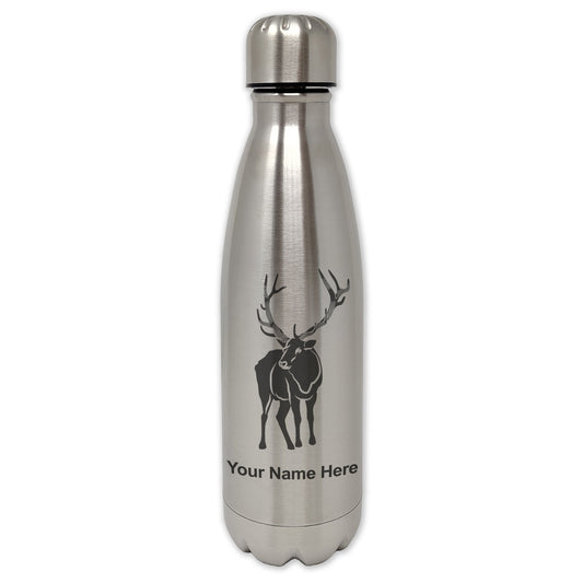 LaserGram Single Wall Water Bottle, Elk, Personalized Engraving Included