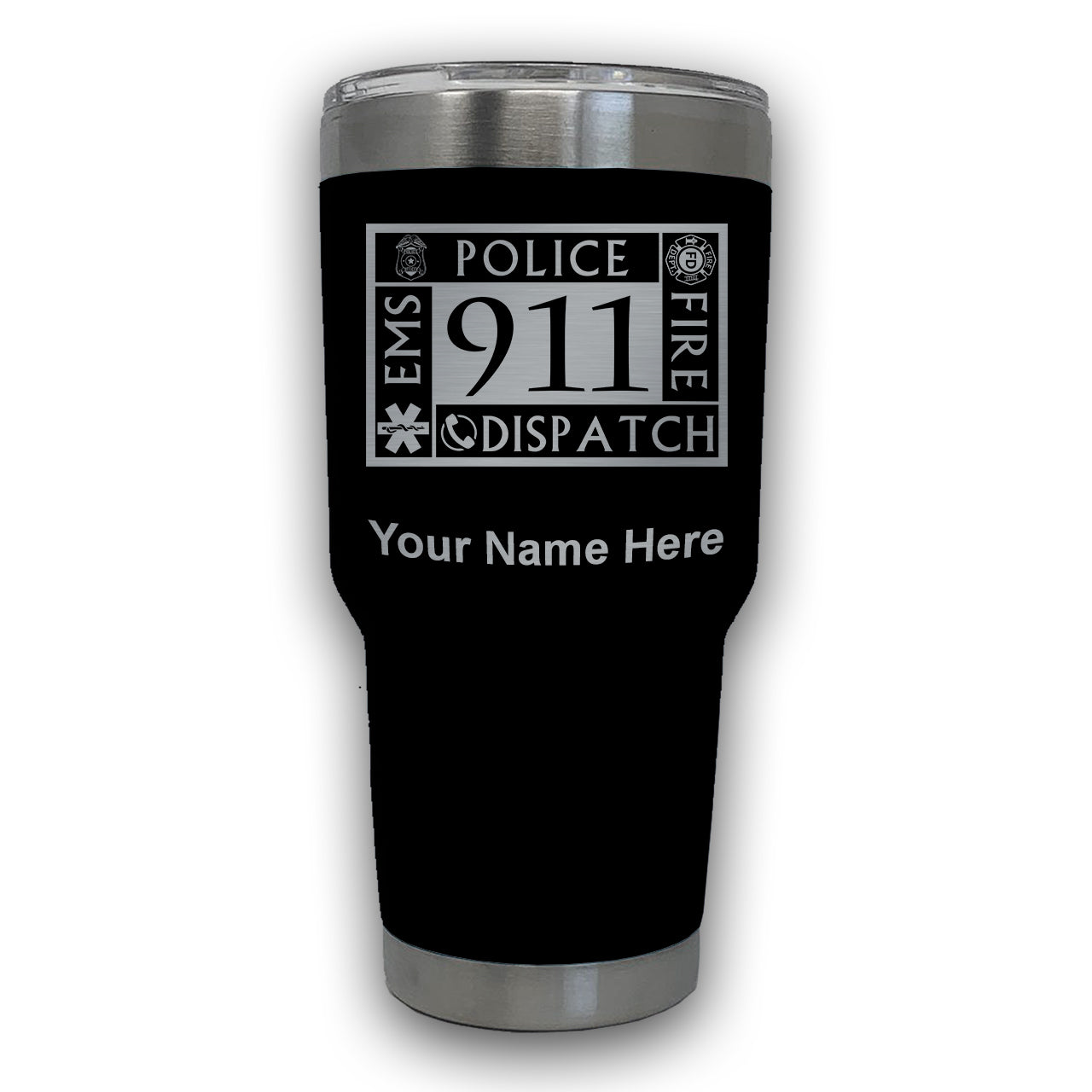 LaserGram 30oz Tumbler Mug, Emergency Dispatcher 911, Personalized Engraving Included