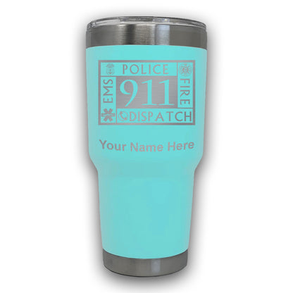 LaserGram 30oz Tumbler Mug, Emergency Dispatcher 911, Personalized Engraving Included