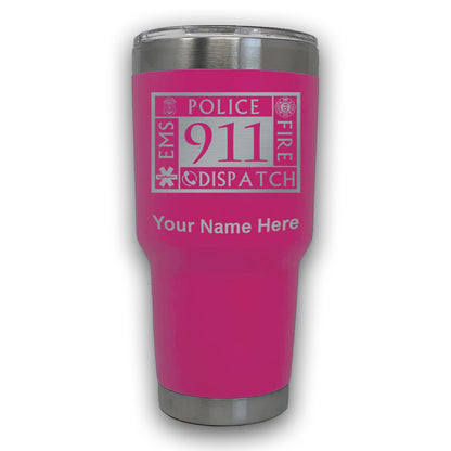 LaserGram 30oz Tumbler Mug, Emergency Dispatcher 911, Personalized Engraving Included