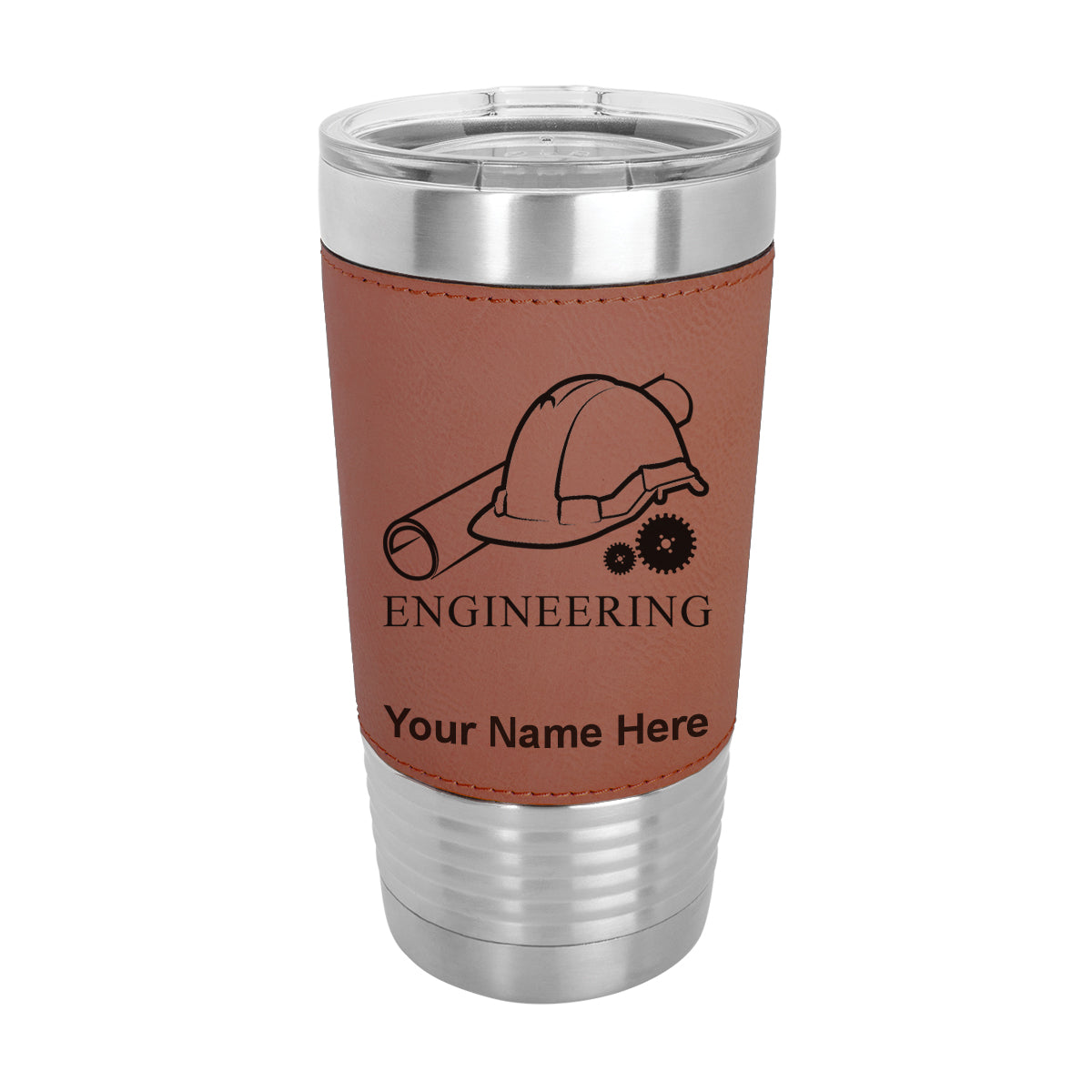 20oz Faux Leather Tumbler Mug, Engineering, Personalized Engraving Included - LaserGram Custom Engraved Gifts