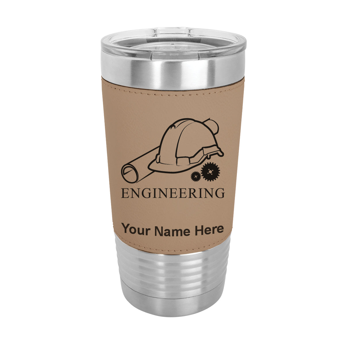 20oz Faux Leather Tumbler Mug, Engineering, Personalized Engraving Included - LaserGram Custom Engraved Gifts